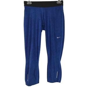Nike Dri Fit Capri Running Legging Womens M Blue Black Just Do It Athletic Pants